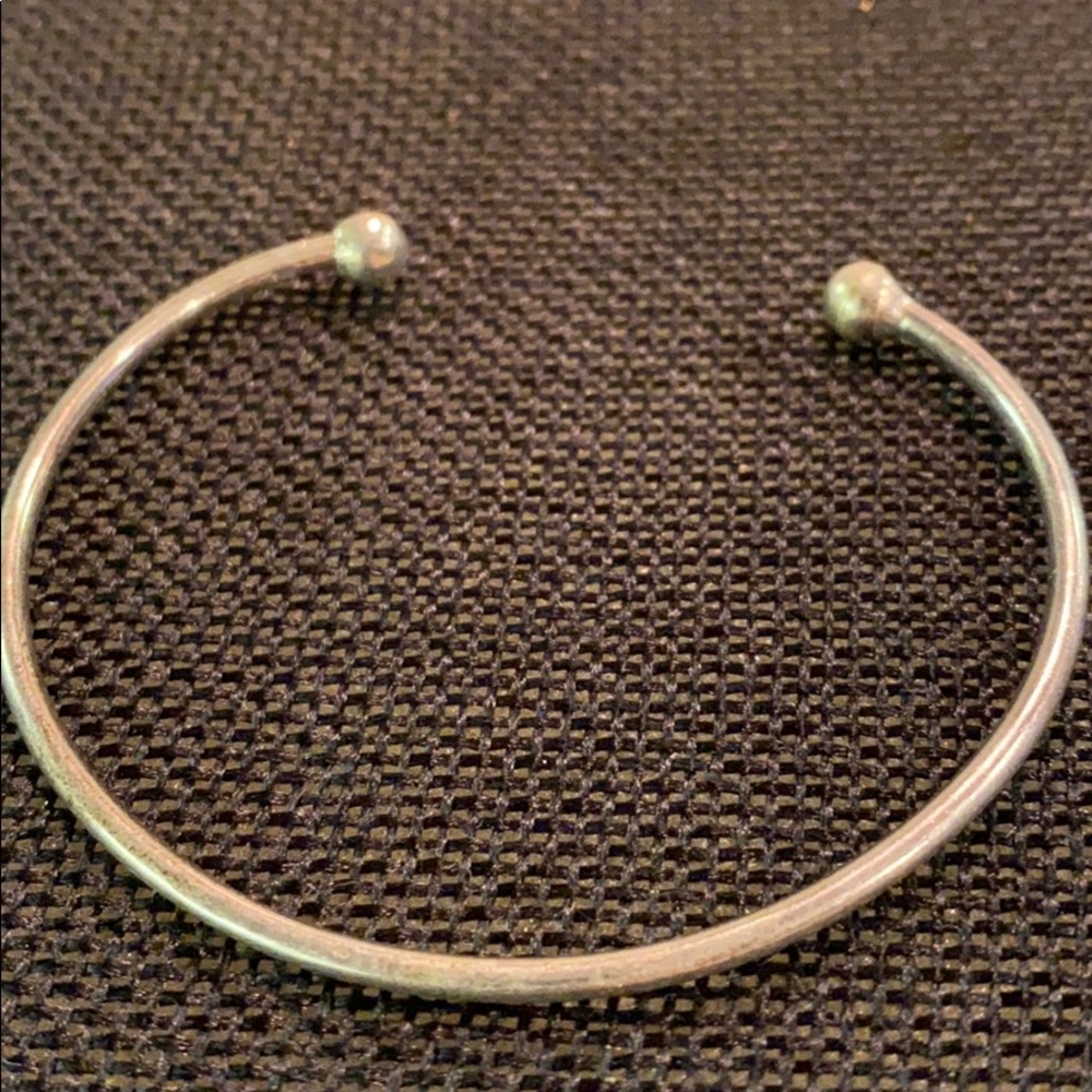 Sterling Silver Cuff Bracelet Removable Bead - image 2